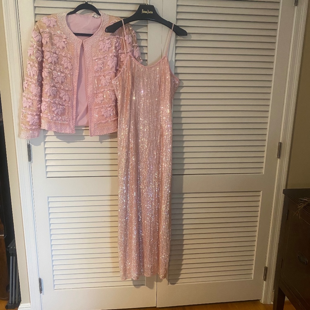 Beaded Silk Gown & Jacket Ensemble (L)